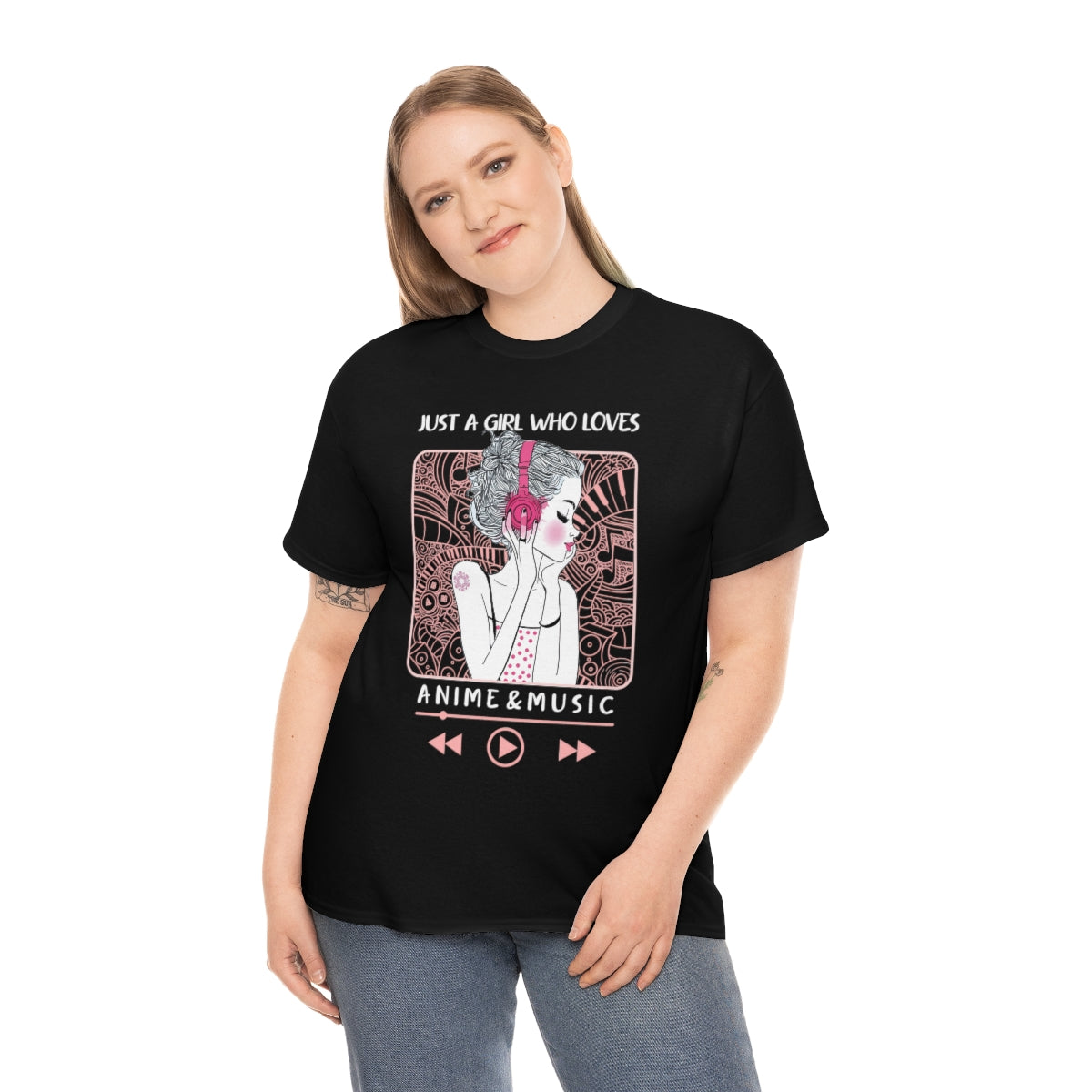 Just A Girl Who Loves Anime and Music, Anime Shirt, Anime Gift, Anime Lover, Manga Shirt, Anime Hoodie, Anime Lover Gift