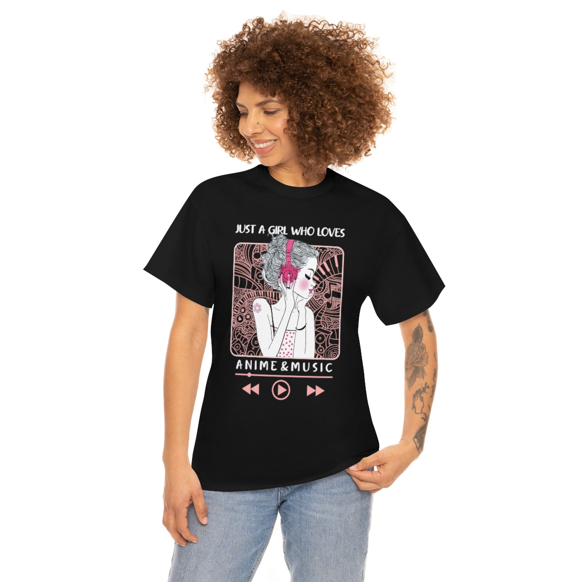 Just A Girl Who Loves Anime and Music, Anime Shirt, Anime Gift, Anime Lover, Manga Shirt, Anime Hoodie, Anime Lover Gift