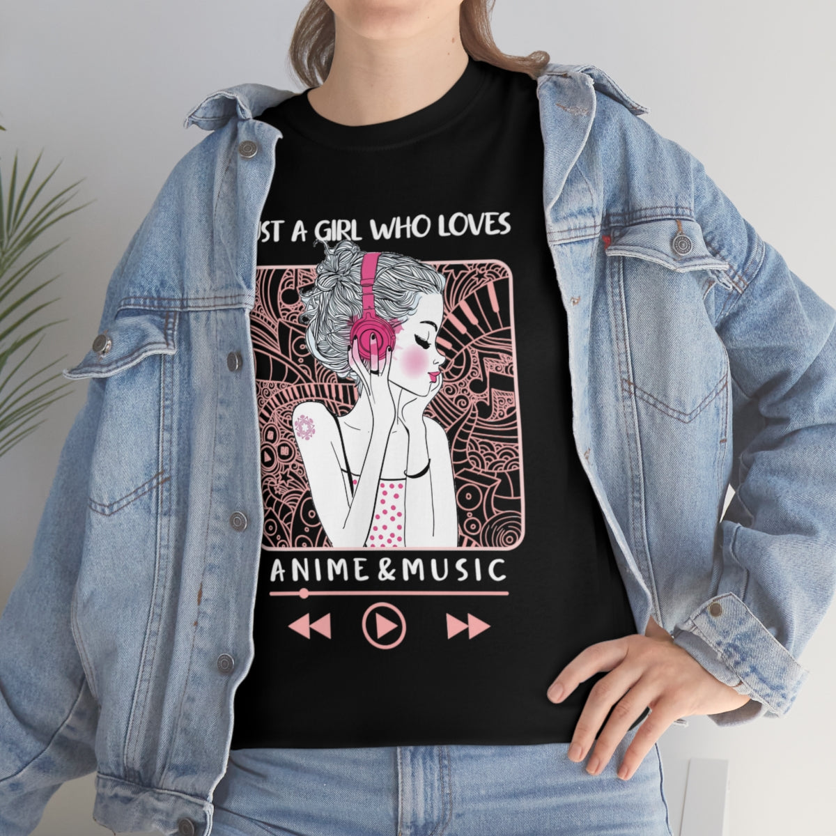 Just A Girl Who Loves Anime and Music, Anime Shirt, Anime Gift, Anime Lover, Manga Shirt, Anime Hoodie, Anime Lover Gift