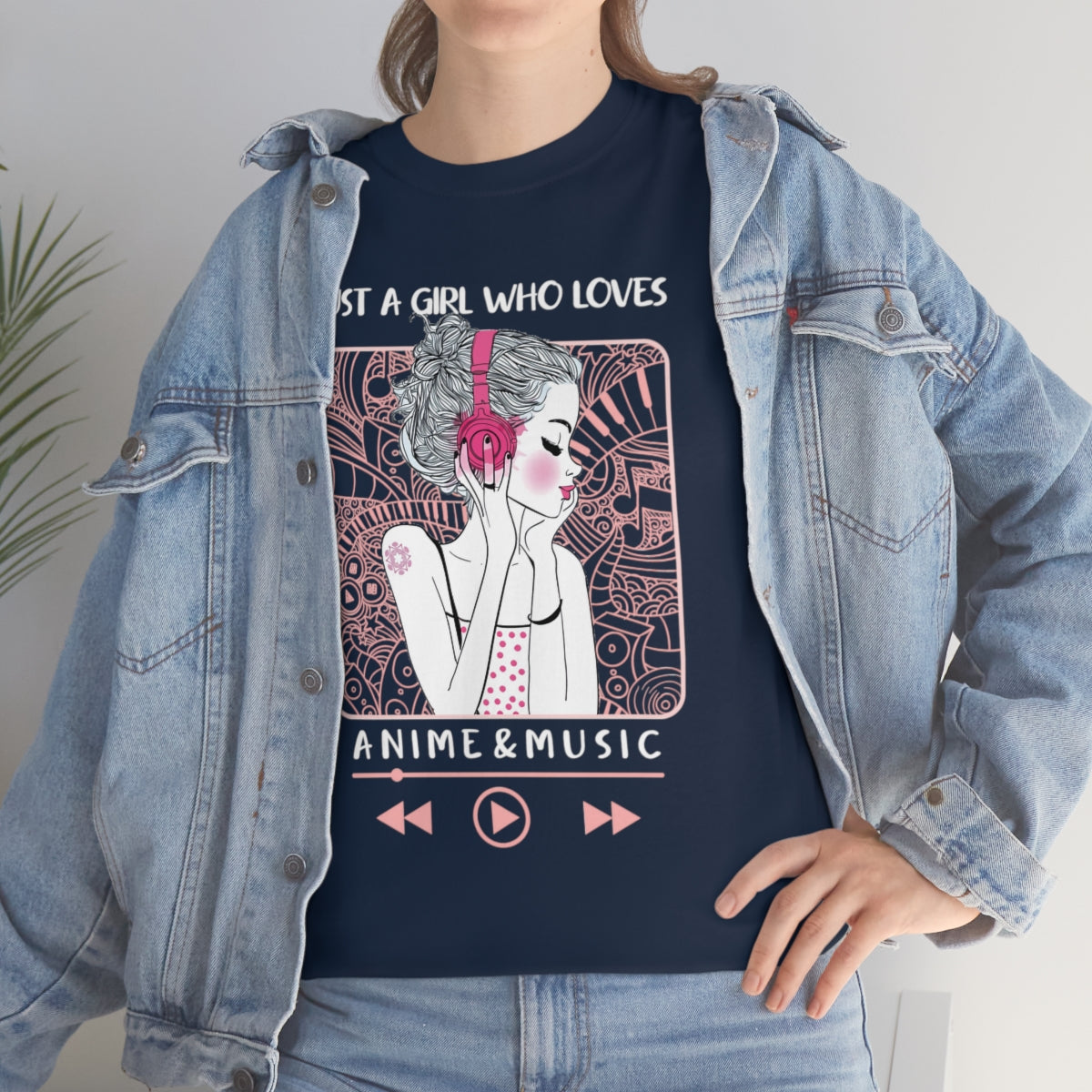 Just A Girl Who Loves Anime and Music, Anime Shirt, Anime Gift, Anime Lover, Manga Shirt, Anime Hoodie, Anime Lover Gift